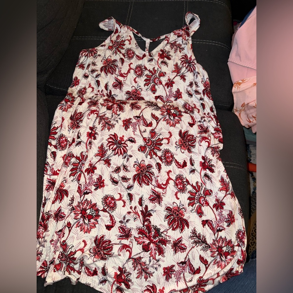 Maurices Red and White Floral Dress